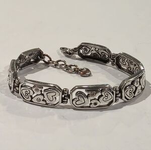 Brighton Silver Plated Heart Link‎ Bracelet with Crystal Accents